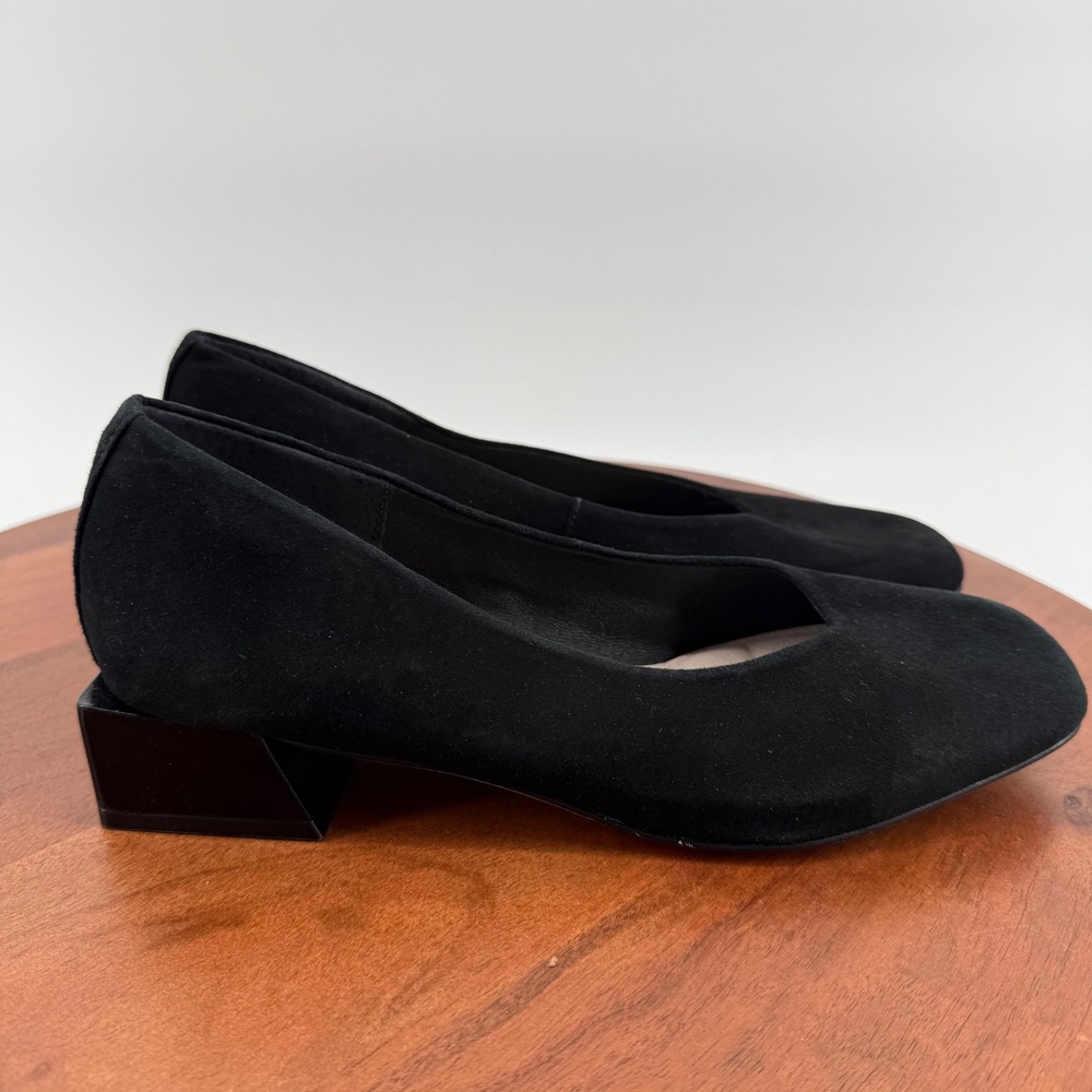 Gianni Bini Walt Black Leather Square Toe Architectural Block Heel Pumps 6.5M